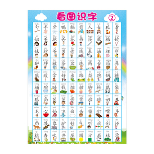 儿童宝宝看图识字挂图幼儿园小孩启蒙早教认字汉字表学习神器墙贴