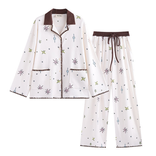 侘町2025年春秋季新款浪漫星空长袖睡衣女可外穿加厚家居服秋冬款