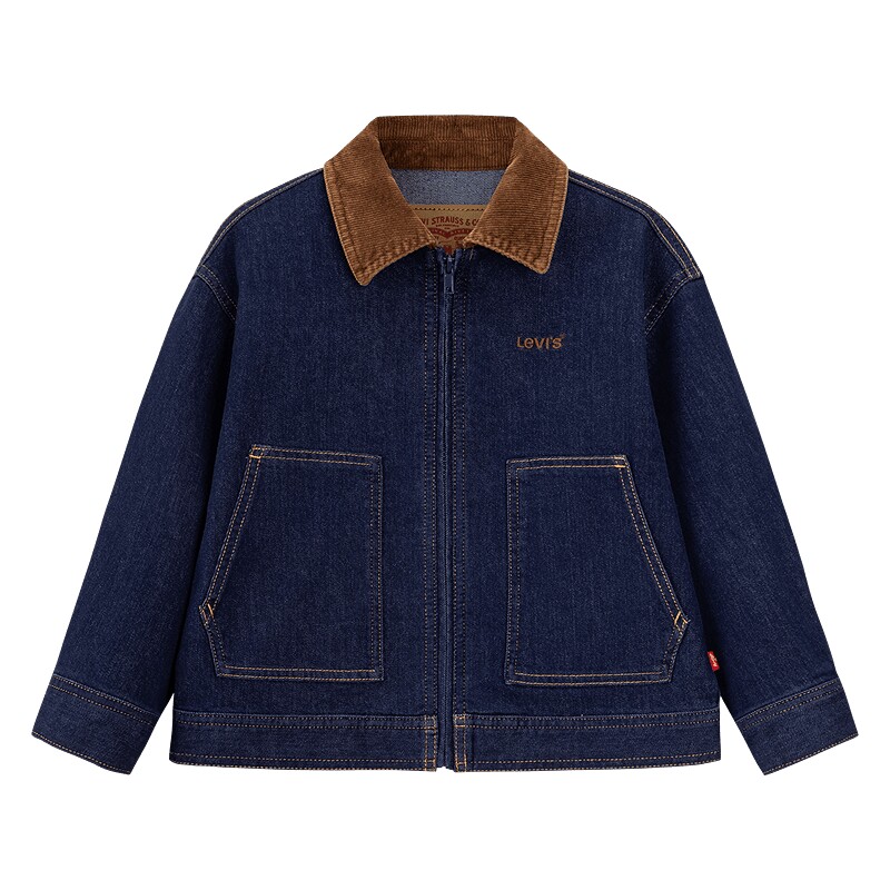 Levi's 李维斯儿童翻领牛仔夹克春秋男女中大童宽松拉链工装外套