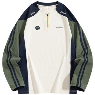 迈特优速干骑行服男女春季撞色半拉链长袖T恤健身训练运动上衣服