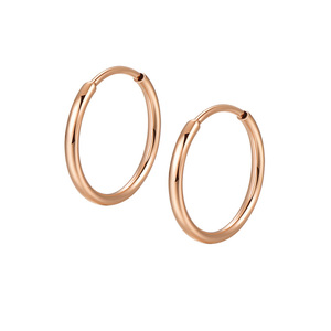 明牌珠宝18K金简约耳饰 玫瑰金彩金K黄色小素圈素金耳环CSH0284