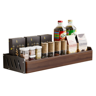 厨房多功能置物架胡桃木调味品调料罐收纳架子墙上壁挂式刀架