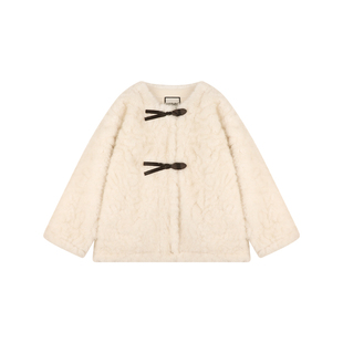 Amybaby女童上衣冬季2025新款高级感软糯皮毛一体外套