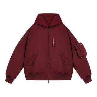 BJHG不计后果2025爆款羽绒服男款冬季外套红色90白鸭绒棒球防寒服