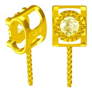 18K黄金王妃吊坠空托AU750珍珠牛头耳钉半成品扣DIY项链坠K金配件