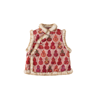 女童国风马甲儿童汉服冬装新中式套装女孩拜年服加厚唐装新年童装