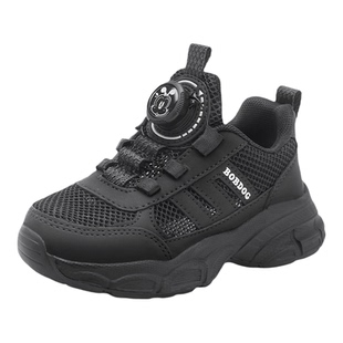 巴布豆儿童黑色运动鞋男童2026夏季新款单网鞋透气女童黑色跑步鞋