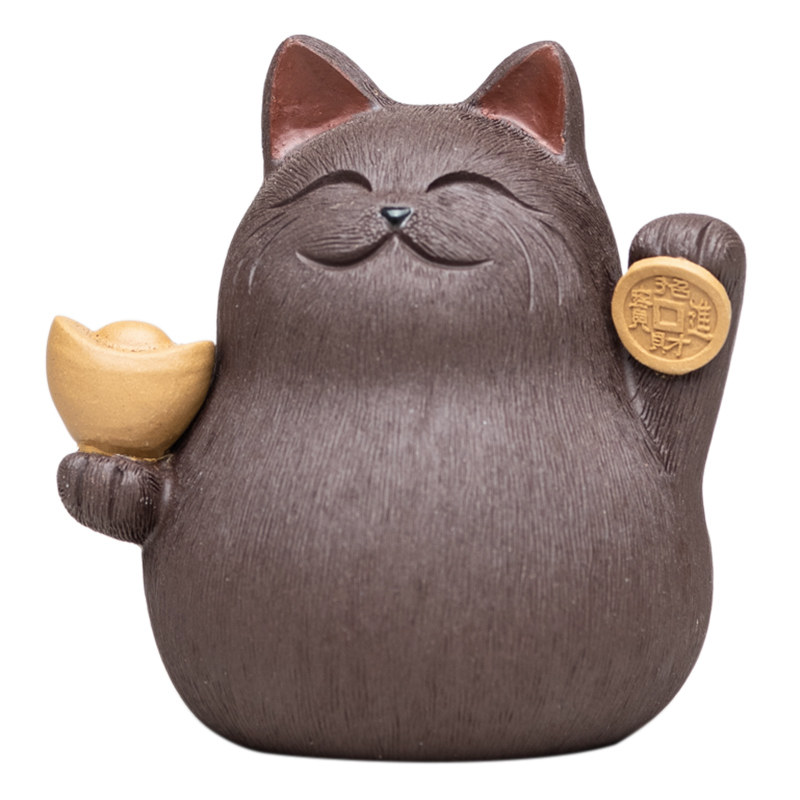 宜兴紫砂招财猫日本吉祥物茶宠