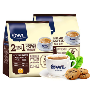 新加坡owl猫头鹰咖啡粉原装进口速溶无蔗糖二合一奶香60条装
