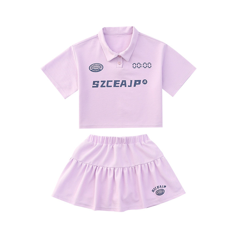 女童polo衫夏装套裙2025新款洋气儿童短袖套装高端女孩甜酷风衣服
