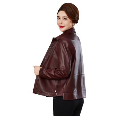 短款修身绵羊皮外套时尚妈妈装