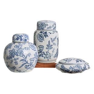 雨彤将军罐陶瓷器摆件客厅家居饰品仿古中式装饰景德镇青花瓷花瓶