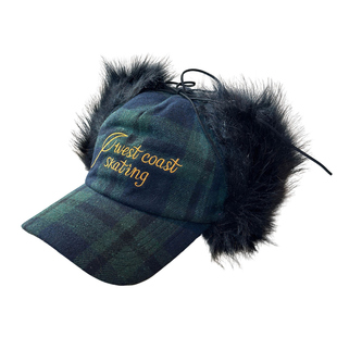 25新款时髦复古格纹棒球帽子女冬季保暖毛绒亚比风护耳雷锋帽男潮