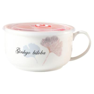 陶瓷饭盒带盖微波炉专用宿舍大号带把饭碗保鲜杯碗可加热上班族用