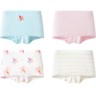 巴拉巴拉儿童内裤莫代尔a类女童四角短裤小童宝宝萌平角裤四条装