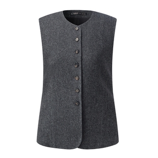 首降5折|歌莉娅可水洗羊毛马甲外套女2025新款秋季穿搭无袖上衣