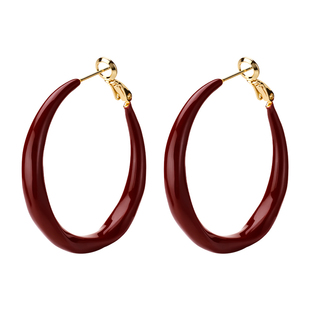 999纯银针安可拉红耳环女2026新款百搭气质耳圈复古港风小众耳饰