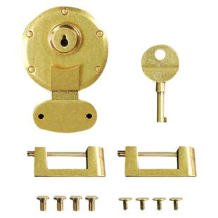 杜勒斯铜锁 鎏金锁扣diy手工皮具复古插锁男士公文包高端五金配件