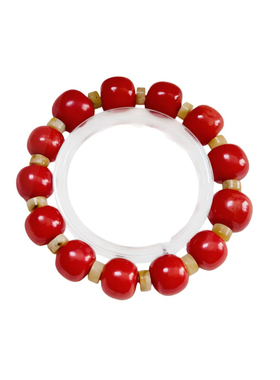 《禧翠》藏式红玛瑙绿松天珠手串