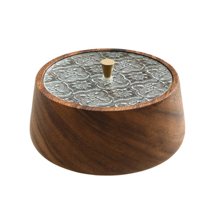 胡桃木果盘客厅茶几水果盘带盖零食收纳盒干果盒实木木质坚果盘