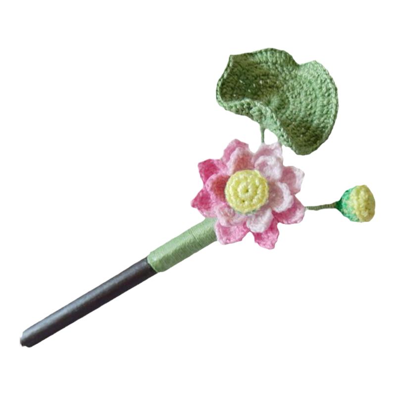 簪子钩织荷花新中式中国风发簪