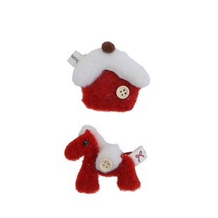 红色毛绒羊毛毡小马发夹新年儿童头饰侧边刘海夹宝宝周岁头饰发卡