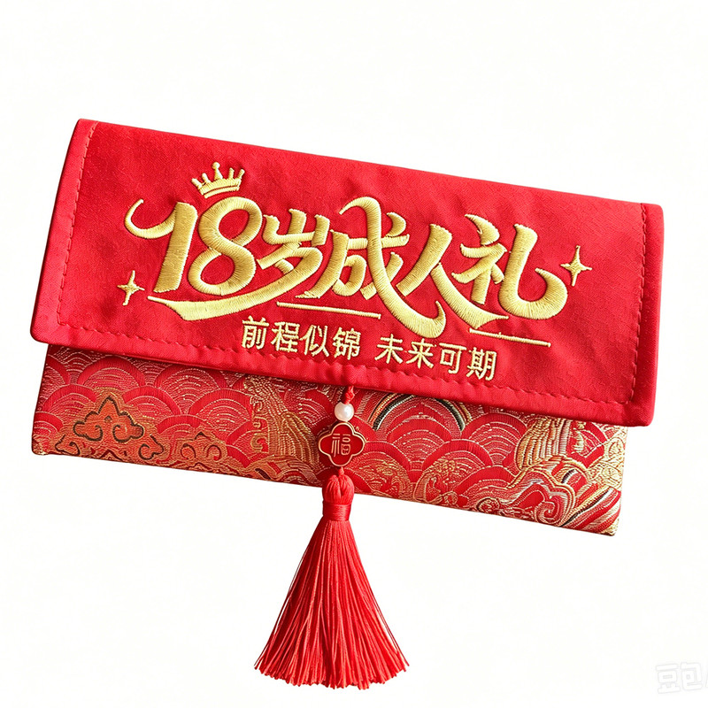 18岁成人礼中式刺绣流苏利是封