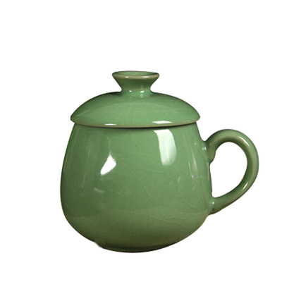 青瓷茶杯哥窑冰裂男女办公复古喝水杯陶瓷家用礼品汝窑定制马克杯