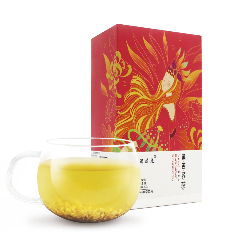 蜀芝羌黑苦荞茶黄金芽特级四川大凉山苦荞麦茶正品大黄苦荞