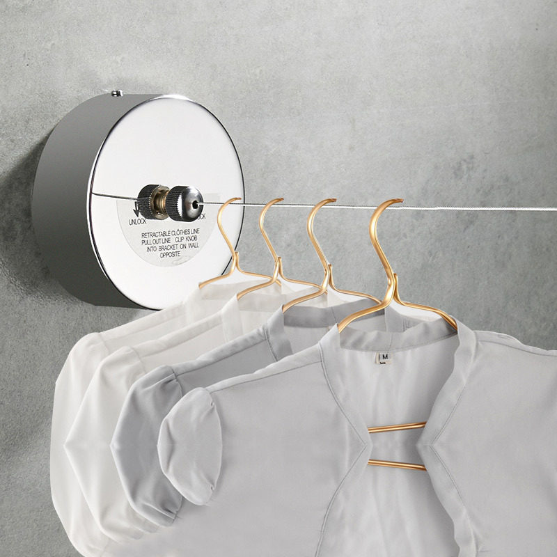 免打孔不锈钢隐形晾衣绳阳台酒店宾馆晾衣架子室内伸缩钢丝绳