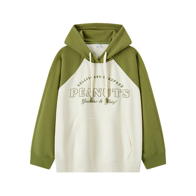 [商场同款]森马卫衣女中长款插肩袖连帽2024新款oversize刺绣秋装