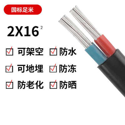 国标家用户外铝芯2芯电线防老化线10平方 16平方双芯铝线铝护套线