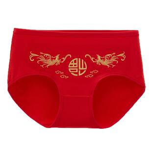 本命年内裤女纯棉虎年红色性感100%全棉中腰大码女士三角裤头属虎