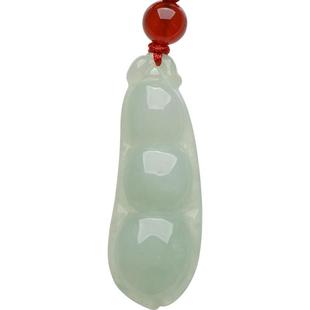 缅甸A货天然翡翠四季豆吊坠女款冰糯种福豆玉坠项链珠宝玉石证书