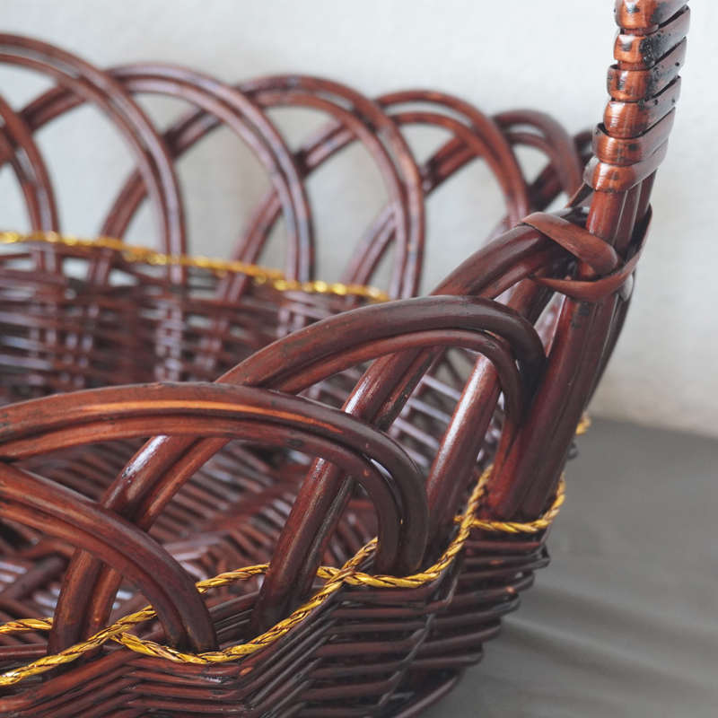 柳编拉花边水果篮藤编送礼品创意手工编织员工福利店收纳菜筐子