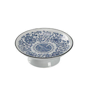 青花陶瓷盘子高脚托盘干果盘客厅中式茶点围炉煮茶供奉供盘贡盘