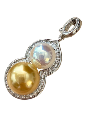 金葫芦吊坠项链S925银镀金镶锆石福禄珍珠小众高级感锁骨颈链女