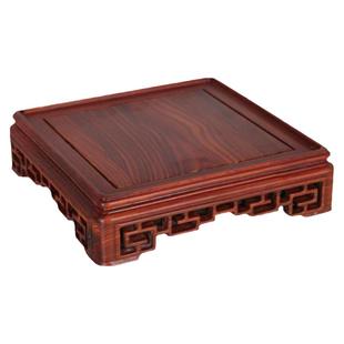 红檀木回纹长方正方实木底座文物花瓶盆景茶具摆件印章玉石木托架