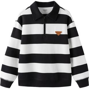 巴拉巴拉儿童长袖卫衣宝宝翻领打底衫春秋季新款童装男童女童条纹