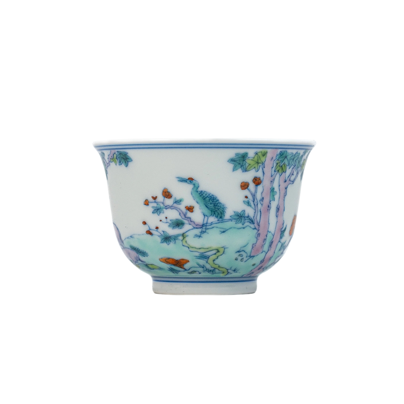 景德镇龙御景窑青花斗彩鹿鹤同春