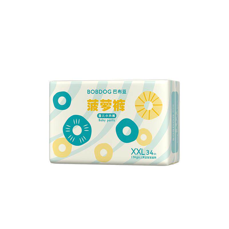 巴布豆新菠萝超薄瞬吸拉拉裤全芯体透气训练裤成长裤弱酸一体裤