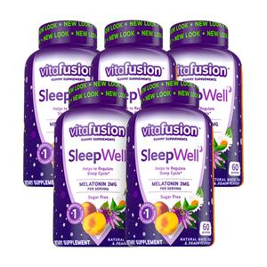 【自营】vitafusionSleepWell褪黑素软糖睡眠60粒*5瓶装3mg褪黑素