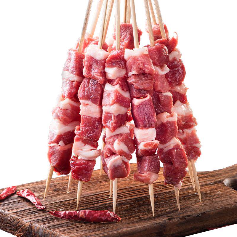 新鲜纯羊肉串大串烤串半成品家庭户外套餐烧烤食材同款空气炸锅