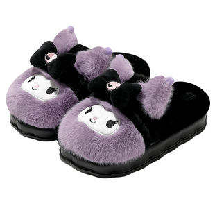 库洛米儿童棉拖鞋女童冬季外穿2026新款毛绒保暖宝宝可爱棉拖女孩