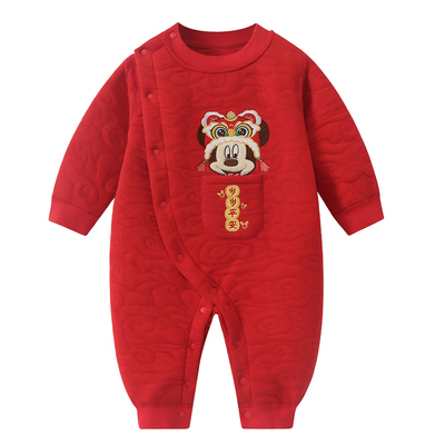 夹棉过年婴儿满月拜年服秋冬装