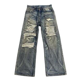 TBR 牛王系列03刀割泥染破坏宽松直筒版型牛仔裤