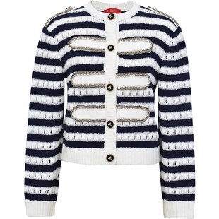 【杨超越同款】lefame拉飞姆条纹针织外套短款设计感上衣