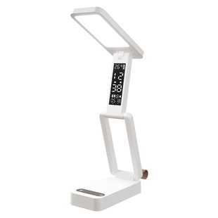 充电款小台灯带时钟闹钟折叠便携学生宿舍床头学习护眼灯超长续航