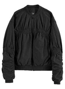 日着休闲棒球领皱褶羽绒服