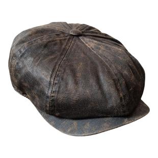 复古仿旧八角帽水洗做旧报童帽男女士英伦大头围前进帽子阿美咔叽